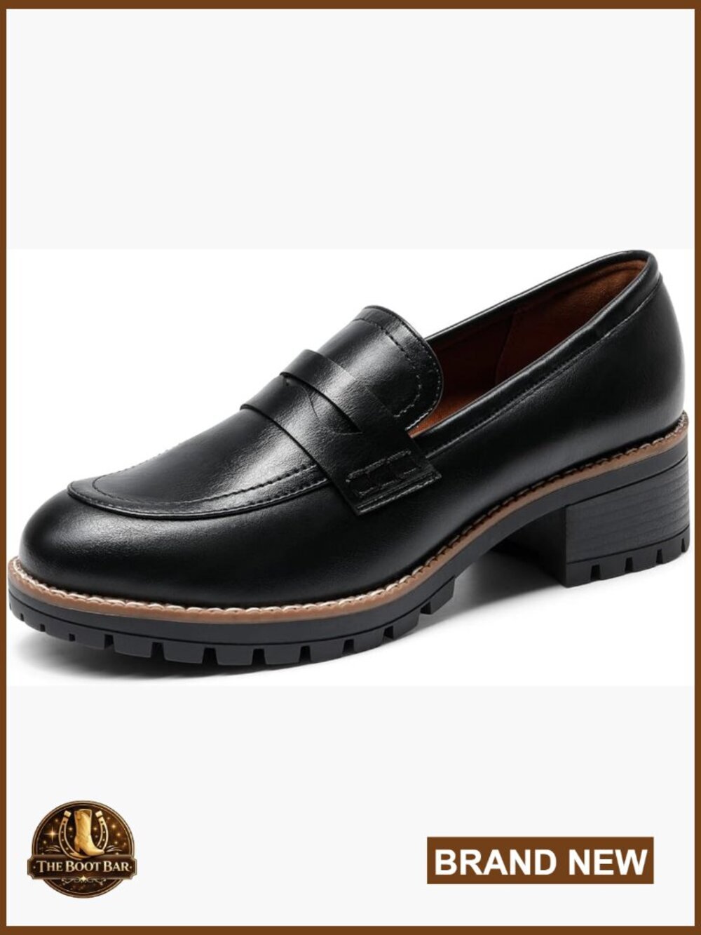 Platform Loafers Chunky Heel Slip-On Business Casual Shoes